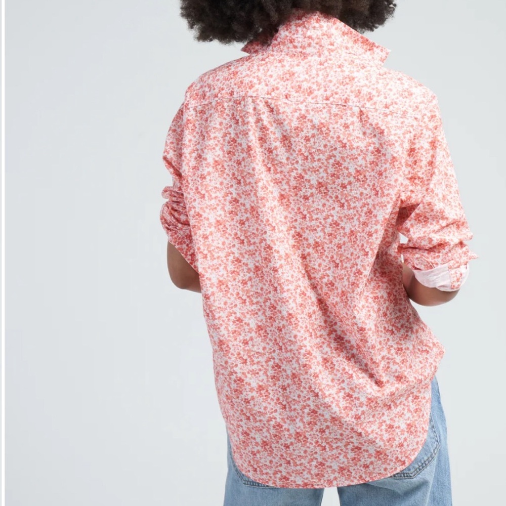 NEW Frank & Eileen Finbar Relaxed Button-down Shirt in Peach Floral Size S - Picture 7 of 17